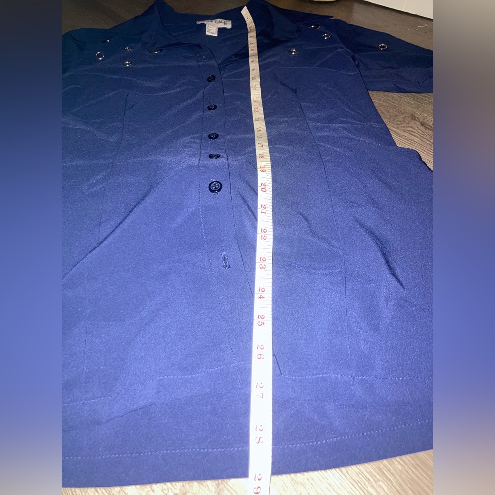 Joseph Ribkoff Elegant Navy Collar Button Up Blouse - Picture 6 of 6